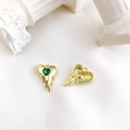 Gold heart pendant with melting lava design and green gemstone for DIY jewelry - Gold Green Zirconia