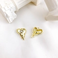 Golden heart lava pendant with cubic zirconia inlay for DIY jewelry crafting - Gold White Zirconia