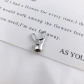 Polished silver alloy rabbit pendant with white enamel ears for DIY jewelry projects - White Silver Rabbit