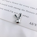 Silver rabbit alloy pendant with black enamel details on white aesthetic background - Black Silver Rabbit