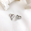 Silver melting heart pendant with pink zircon stone for DIY jewelry making - Silver-Pink Zircon