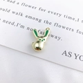 Golden bunny pendant with green enamel details for DIY jewelry necklace making - Green Gold Rabbit