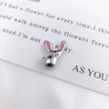 Silver rabbit pendant with pink enamel details for DIY jewelry making accessories - Pink Silver Rabbit