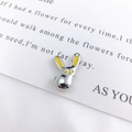 Silver rabbit pendant with yellow enamel details and shiny finish for DIY jewelry - Yellow Silver Rabbit