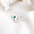 Melting heart alloy pendant with green zircon gemstone for DIY jewelry making - Matte Silver Green Zirconia