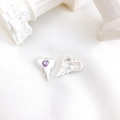 Matte silver melting heart pendant with purple zircon and honeycomb hollow back - Matte Silver Purple Zirconia