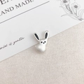 Cute alloy rabbit charm with black enamel details for DIY jewelry making and necklaces - Black Matte Silver Rabbit