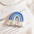 Boho rainbow tassel pendant in blue gradient shades for DIY jewelry making - Blue Series (Large)