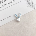 Cute bunny animal charm in matte silver finish with blue enamel for DIY jewelry making - Blue Matte Silver Rabbit