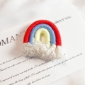 Handmade woven rainbow pendant with three-color cotton rope and white fringe tassel - Red+Blue (Large)