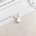 Matte silver rabbit charm for DIY jewelry making with minimalist animal pendant design - White Matte Silver Rabbit
