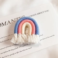 Handmade woven rainbow pendant with blue, pink, and white cotton tassels charm - Blue (Large)