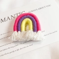 Ethnic style rainbow tassel charm handmade with pink purple and yellow cotton threads - Deep Pink (Large)