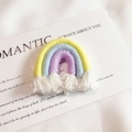 Handmade woven rainbow charm with yellow, blue, purple threads and white tassels - Yellow+Blue+Purple (Large)