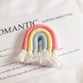 Handmade rainbow charm with pink and yellow cotton threads and white fringe tassel - Water Pink (Large)