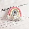 Handmade woven rainbow tassel charm in pink, beige, and grey for DIY jewelry making - Pink (Large)