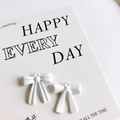 Minimalist white alloy bow pendant with glossy enamel finish and hanging ring for DIY jewelry - White
