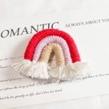 Handmade woven rainbow pendant with red and pink cotton rope and white tassels - Red+Purple (Small)