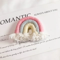Boho rainbow tassel pendant in pink, grey and cream tones for DIY craft projects - Pink (Small)