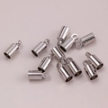 Terminali cilindrici placcati argento per creazione di gioielli fai da te e cordini in pelle - Diametro interno 1mm / Bianco K/Argento