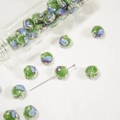 Grass green shell-shaped ceramic beads with blue glaze for DIY jewelry making - 11*12*6.5mm / Flowery Glaze Green