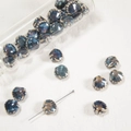 Deep blue shell-shaped ceramic beads with kiln-fired glaze finish for DIY jewelry - 11*12*6.5mm / Flowery Glaze Deep Blue