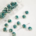 Teal ceramic pebbles for DIY jewelry making with glazed finish in a glass tube vial - 11*12*6.5mm / Flowery Glaze Dark Green