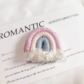 Handmade rainbow charm with pink and blue cotton threads and white fringe tassels - Light Purple (Small)