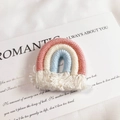 Handmade rainbow tassel charm in pink, white, and blue cotton for jewelry making - Pink (Small)