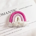 Handmade woven rainbow charm with tassels in pink and white for DIY jewelry making - Purple (Small)