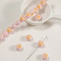 Pink and yellow ceramic cat paw beads for handmade DIY jewelry and craft making - 11.5*12.5*9mm / Pink Cat Paw