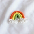 Handmade bohemian rainbow tassel pendant in orange, yellow and green woven cotton - Orange (Small)