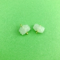 Pair of light green faux jade lotus charms with gold rings for DIY jewelry making - Lotus / Light Green
