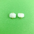 Faux jade lotus flower charms with gold metal rings for DIY jewelry accessories - Lotus / White Jade