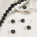 Black and brown cat paw ceramic loose beads for DIY necklaces and bracelets - 11.5*12.5*9mm / Black Cat Paw