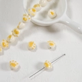 Cute paw-shaped ceramic beads in creamy white and yellow for DIY jewelry crafting - 11.5*12.5*9mm / Creamy White Cat Paw