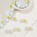 Light blue ceramic cat paw bead with yellow accents for DIY handmade jewelry crafting - 11.5*12.5*9mm / Pale Blue Cat Paw