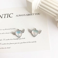 Silver winged heart pendants with iridescent inlay for DIY jewelry making sets - Angel Heart Style / Blue Angel Heart Silver