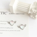 Silver wing heart pendant with iridescent resin inlay for DIY jewelry necklaces - Angel Heart Style / White Angel Heart Silver
