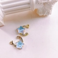Ciondolo stella e luna dorata con zirconi per gioielli fai-da-te, bracciali e collane - Stella Luna Blu / Oro