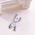 Set di ciondoli stella e luna in argento con stella opale e accenti di zirconi lucidi - Stella Luna Bianca / Argento