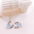 Pendente stella e luna in argento con effetto aurora e zirconi per gioielli fai da te - Stella Luna Blu / Argento