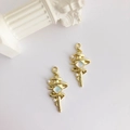 Abstracte gouden spiraal hanger met parelmoer edelsteen en kleine witte pareltjes - Witte Edelsteen Goud