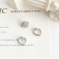 Three-piece heart-shaped alloy pendant set with moonstone resin and rhinestones - Small Blue Heart Silver (Extra)