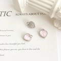 Pink resin heart charms with silver frames and zircon inlay for DIY jewelry making - Small Pink Heart Silver (Extra)