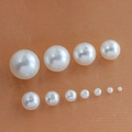 Polished white ABS imitation pearl beads with holes for DIY jewelry making in multiple sizes - Straight Hole / 3mm (100 Pieces/Pack) / Pure White