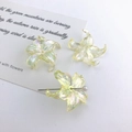 Iridescent pale yellow iris flower resin pendant for DIY jewelry crafts with metal pin - Yellow Iridescent Iris