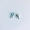 Silver melting heart pendant with light blue zircon stone for DIY jewelry making - Silver Base Dark Blue Stone