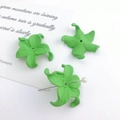 Three green iris-shaped acrylic flower pendants with matte texture and center hole - Green Matte Painted Iris