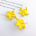 Three pieces of bright yellow matte acrylic five-petal flower charms for DIY jewelry making - Yellow Matte Painted Iris
